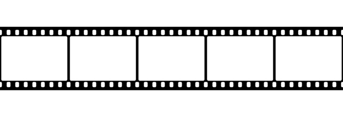 Film strip frame. Cinema tape. Photo negative, filmstrip. Movie black seamless vector illustration on white background for cinema-themed projects, movie posters and photographic albums.