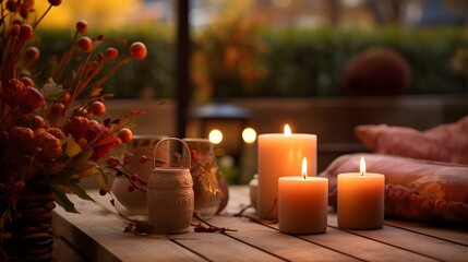A cozy scene of candles lit on a table UHD Wallpaper