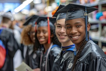High School Graduates Celebrating College Acceptance at a Science Fair Event