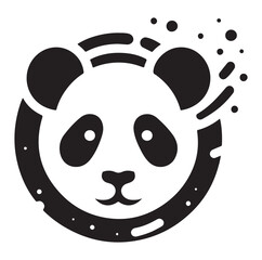 Minimal panda silhouette vector icon on a white background.