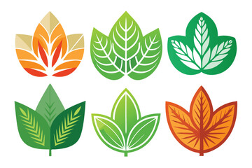 Fototapeta premium Collection of Colorful Stylized Leaf Icons