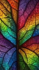rainbow leaf veins abstract background illustration copy space design