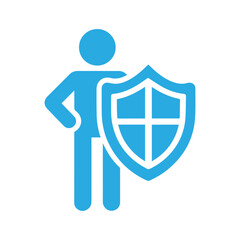 stickman with shield  figure  icon flat design