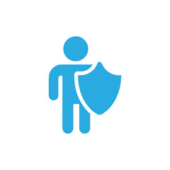 stickman with shield  figure  icon flat design