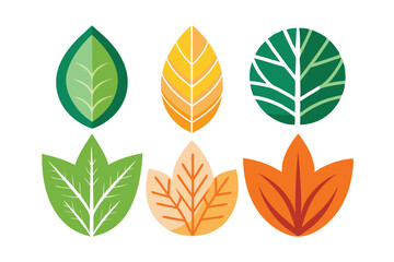 Fototapeta premium Set of Six Stylized Colorful Leaves