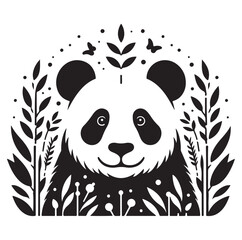Minimal panda silhouette vector icon on a white background.