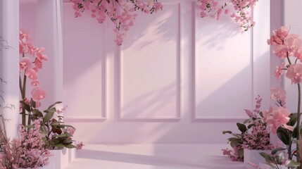 The elegance in Simplicity Minimalist Studio has a Dominant Pink Flower Background