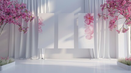 The elegance in Simplicity Minimalist Studio has a Dominant Pink Flower Background