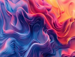 Obraz premium A colorful, abstract painting with purple, orange, and blue hues. The painting has a sense of movement and energy, with the colors blending and flowing together in a dynamic way