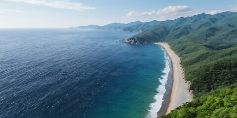 Fototapeta premium Aerial view of seascape coastline