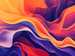 Obraz premium A colorful, abstract painting with purple, orange, and blue hues. The painting has a sense of movement and energy, with the colors blending and flowing together in a dynamic way
