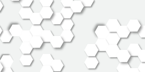 Abstract hexagon background. Futuristic abstract honeycomb mosaic white and grey technology background. Surface polygon pattern with glowing hexagon paper texture futuristic business. graphic design	
