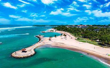 View of Nusa Dua beach in southern Bali, Indonesia