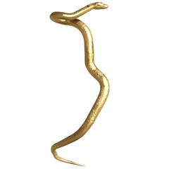 3d rendered illustration of a golden snake isolated on transparent background