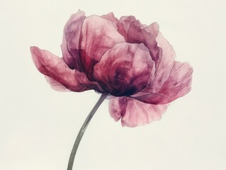 Medium shot of Peony watercolor.  