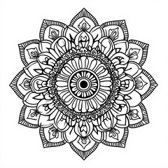 Intricate Black and White Mandala Design for Coloring or Art Pro