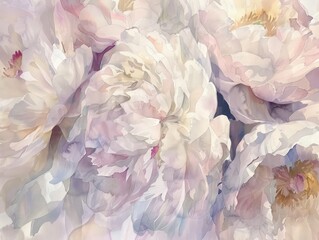 Medium shot of Peony watercolor.  