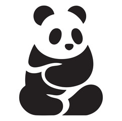 Minimal panda silhouette vector icon on a white background.