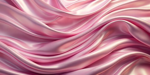 Obraz premium Elegant silk pink background cloth mockup featuring a soft, flowing, satin-like texture with gradient wave patterns, perfect for luxury product display and presentation designs.