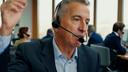 Mature Businessman Assisting Caller in Customer Service Department Generative AI
