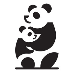 Obraz premium Minimal panda silhouette vector icon on a white background.