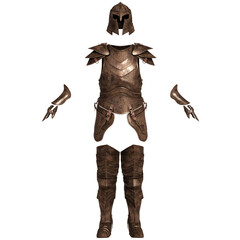 3D rendered illustration of a male armor with its helmet in a pose, isolated on transparent background