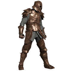 3D rendered illustration of a male armor with its helmet in a pose, isolated on transparent background