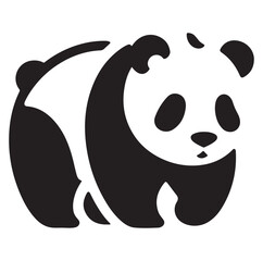 Minimal panda silhouette vector icon on a white background.