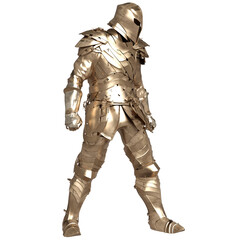 3D rendered illustration of a male golden armor with its helmet in a pose, isolated on transparent background