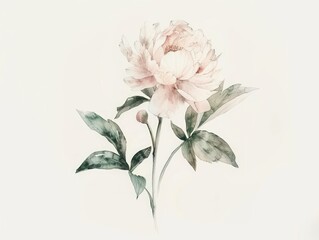 Obraz premium Medium shot of Peony watercolor. 