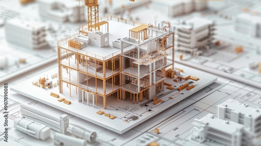 Wall mural generate a photo realistic image of a construction project featuring an expense management strategy 