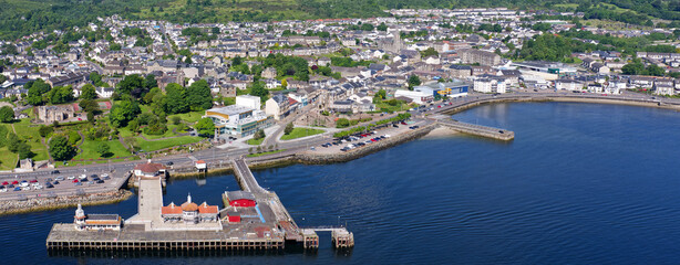 Dunoon victorian pier, derelict wooden structure and buildings