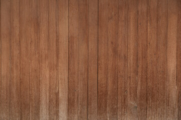 A wooden wall made of unpainted brown wooden planks that clearly show the grain pattern.