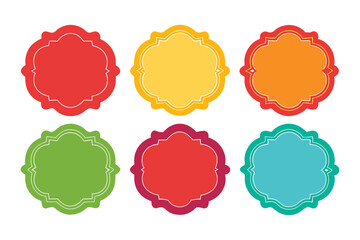 Six Colorful Ornamental Frames with White Outlines