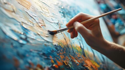 Artist Painting with a Brush.