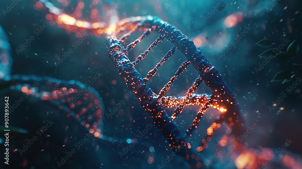 Aufkleber superb abstract techno background with connecting dots and lines and dna strand
