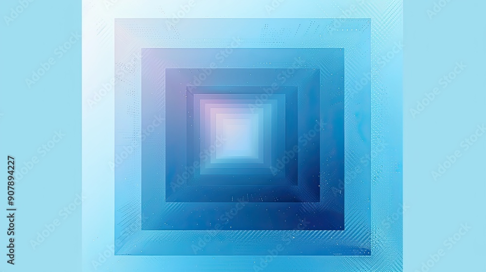 Aufkleber abstract composition featuring gradients of rectangles surrounding a central blue rectangle in a con