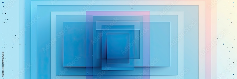 Poster colorful gradient rectangles surrounding a central blue rectangle in an abstract design