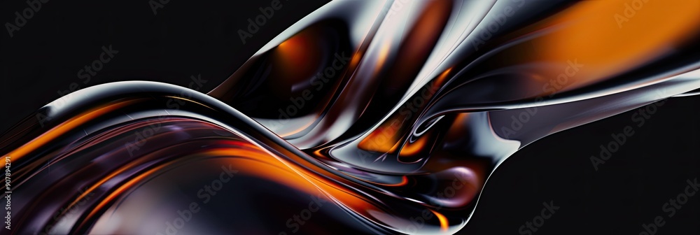 Poster Fluid Abstract Form With Curved Lines Against a Dark Background in High Definition