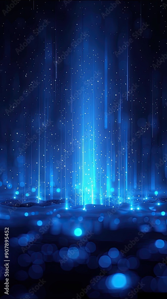 Poster Visual Display of Light Points in Dark Background Representing Data Visualization at Night