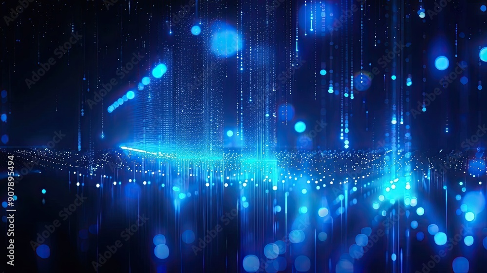 Aufkleber Visual Representation Of Light Data Flowing Over A Dark Background In A Horizontal Formation