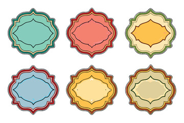 Six Colorful Ornamental Frames with White Background