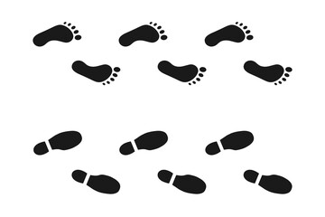 Human footprints - simple black vector illustration