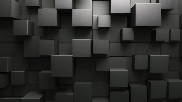 Abstract background of randomly arranged black cubes.