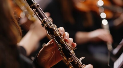 Close-up of a musician playing the clarinet.