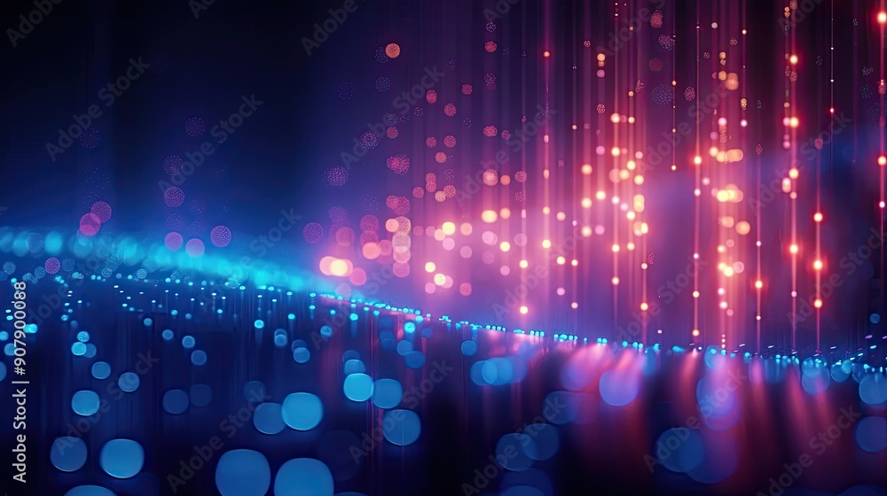 Poster Illuminated Visualization of Light Points in a Dark Background Creating a Mesmerizing Display