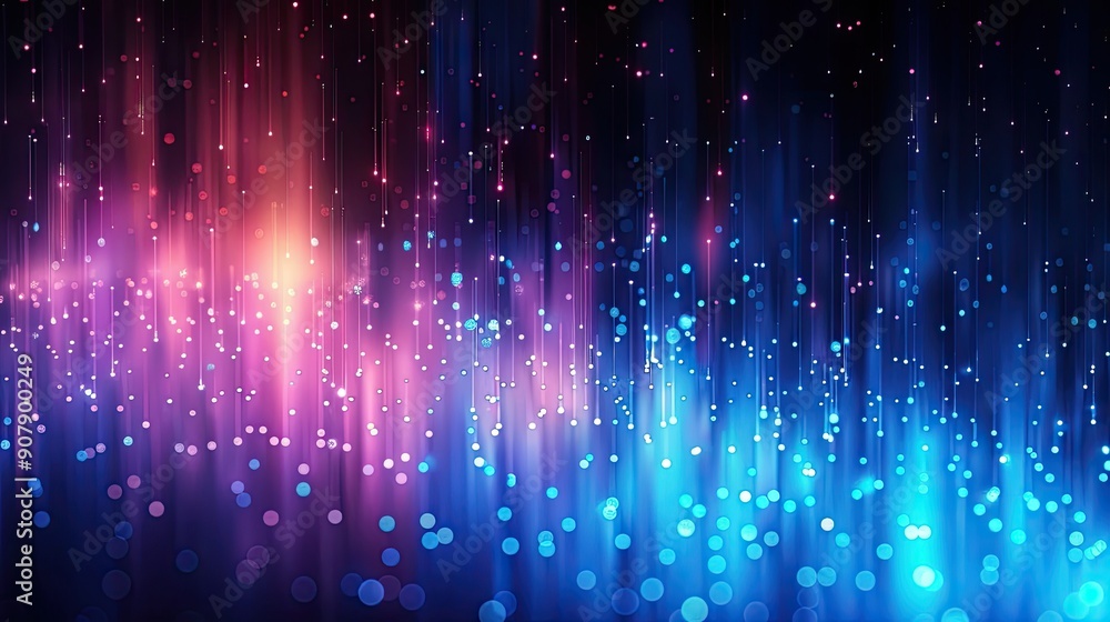 Poster colorful light points create stunning data visualization against dark background at night
