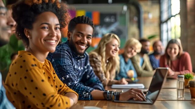 A close-up of a diverse group of business professionals in deep discussion during a meeting, showcasing teamwork and collaboration