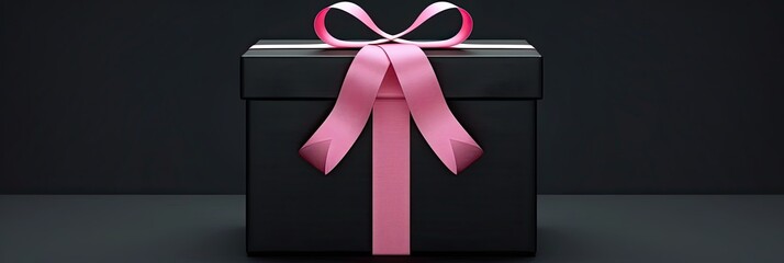 Elegant Black Gift Box Decorated With a Charming Pink Ribbon for Special Occasion