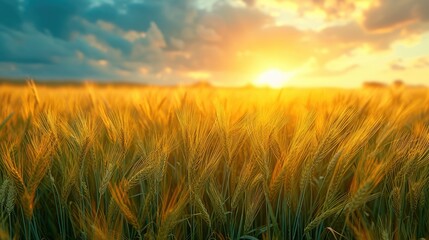 Obraz premium Scenic View of Green Wheat Crop